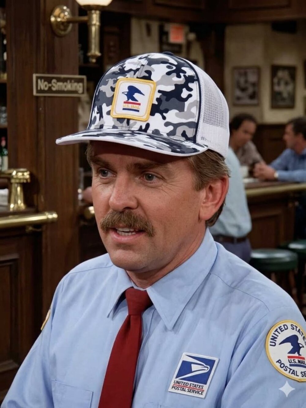 U.S. Mail (USPS) Patched Pacific Headwear Snow Camo Flexfit Trucker Hat
